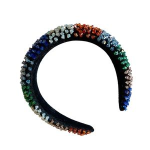 Colorful Crystal Wide Hairband Statement Party Wedding Bridal Headpiece Headwear